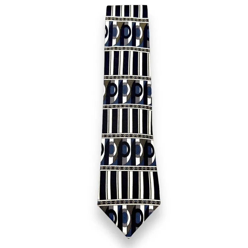 X'andrini Silk Dress Tie Made in USA‎ Multicolor Geometric Pattern 55